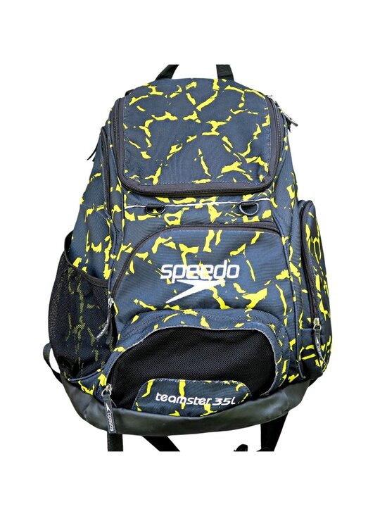 Speedo Teamster 35L Backpack Black Yellow Voltage Print Swim Gear Bag main image 6